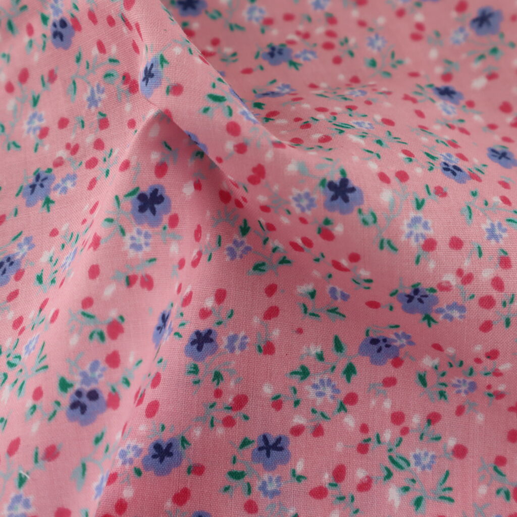 Polyester Cotton Print Florals On Pink